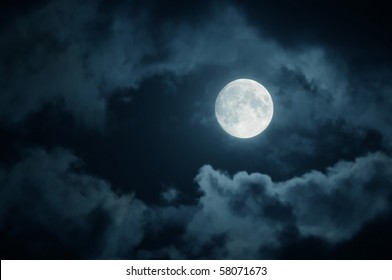 Full Moon Over Dark Sky With.