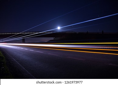  Full Moon Over Highway, Bypass Of The City Kolín, Czech Republic, European Union