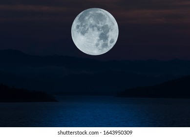 Full Moon Over Lake Night Stock Photo 1643950309 | Shutterstock