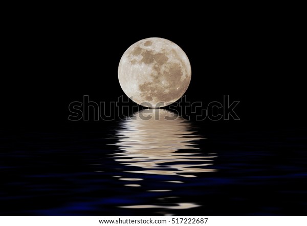 Full moon over night\
water