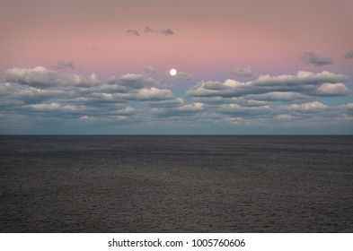 Full Moon Over The Ocean, Bondi Beach Australia