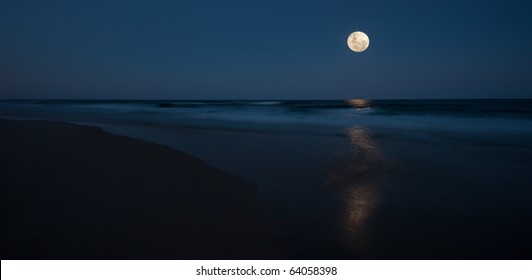 Full moon over ocean, Queensland Australia