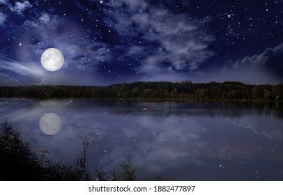 Moon Over Water Images Stock Photos Vectors Shutterstock