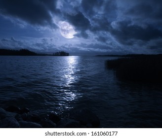full moon over water collage - Powered by Shutterstock