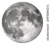 Full Moon (Moon Phase), "Elements of this image furnished by NASA ", isolated white background.