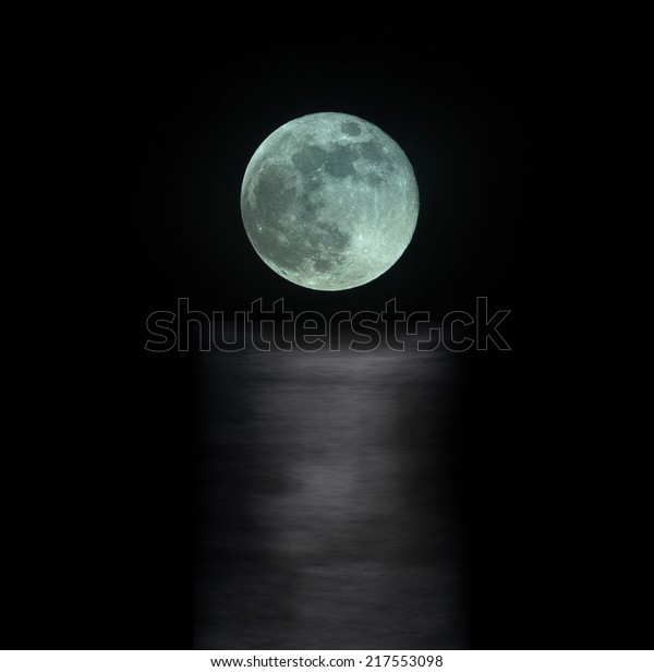 full moon with\
reflection