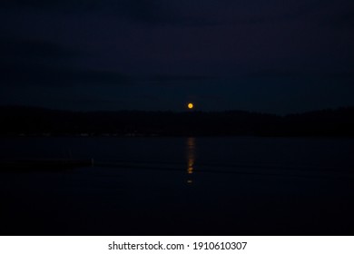 A Full Moon Reflects Off Lake Sammamish