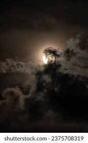 a full moon is seen through the clouds, full moon in clouds