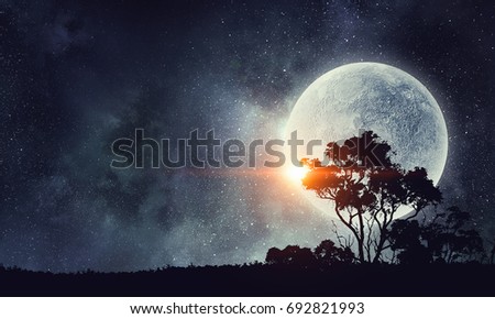 Full moon in sky