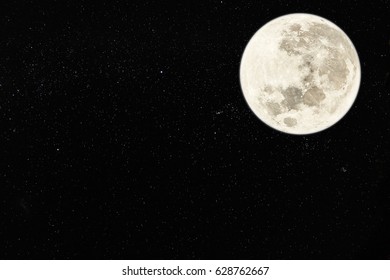 Full moon in the starry sky