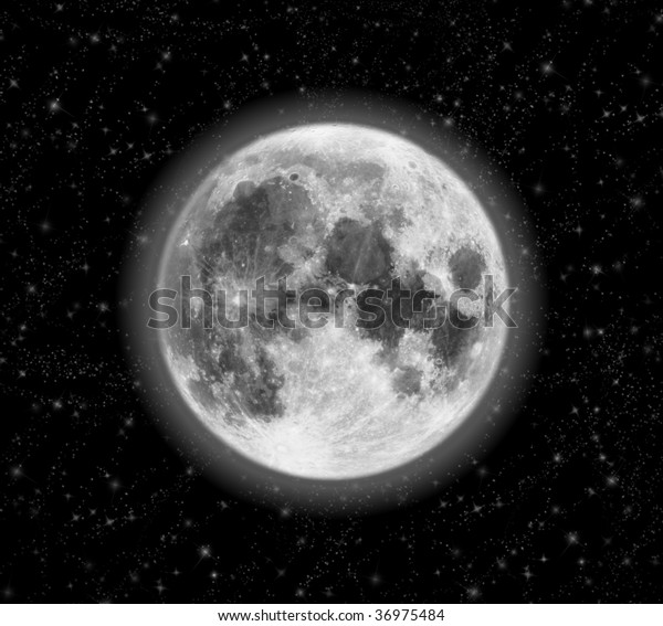 full moon and\
stars