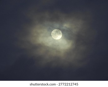Full Moon through clouds. Silicon Valley
