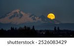 Full moonrise from behind Mt Baker