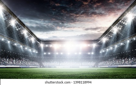 Full Night Football Arena In Lights