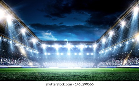 Full Night Football Arena In Lights