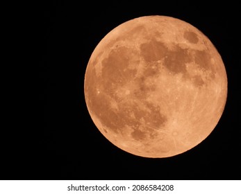 Full Pink Moon With Dark Background