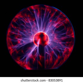 Full plasma ball glowing in the dark