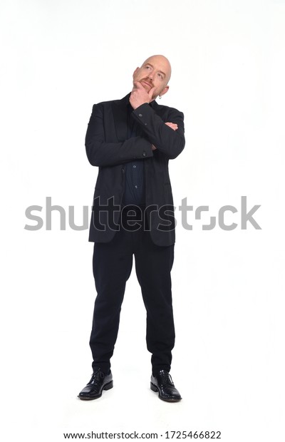 Full Portrait Bald Man Blazer Thinking Stock Photo 1725466822 ...