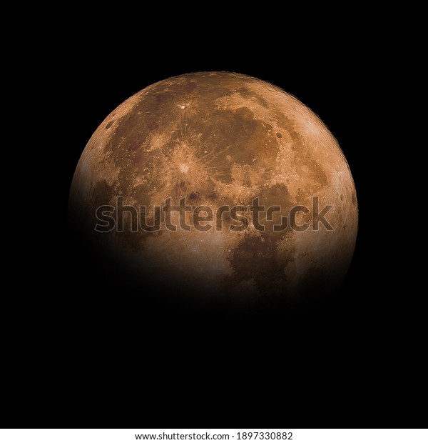 Full\
Red Moon on the black space, space moon,\
moonlight