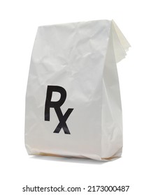 Full RX Prescription Bag Cut Out On White.