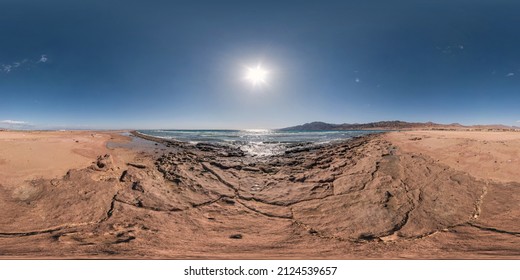 full seamless spherical hdr 360 panorama view on coast of sea in equirectangular projection, ready for VR AR virtual reality