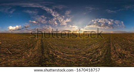 Similar – Sommer August Feld zur Erntezeit bei Sonnenuntergang Sonnenlicht