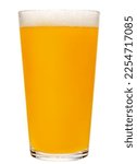 Full shaker pint glass of hazy New England IPA (NEIPA) pale ale beer isolated on white background