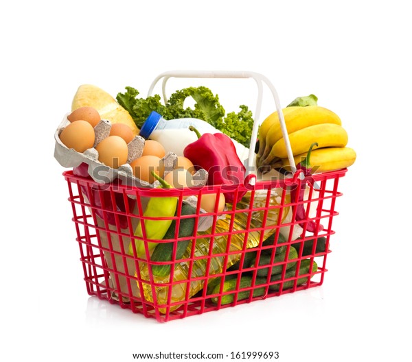 Full Shopping Basket Isolated Over White Stock Photo 161999693 ...