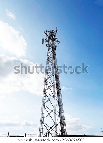 Full size telecom cell tower structure of a self support tower. antennas and radios