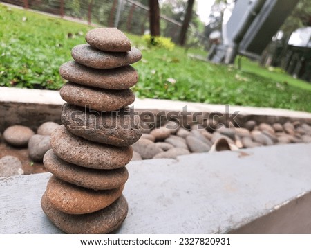 full stack balance stone in the garden