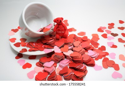 full of the sweet love from the cup giving bear the love, the heart with word i love you , i love u background, my cup of tea