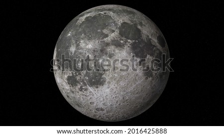 Full view of the moon. Astrophotography. Full moon close-up