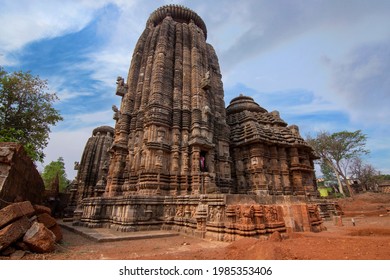 Full View of Suka Sari Temple with clouds, Bhubaneswar, Odisha, India
