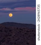 Full Wolf Moon Rising Over Desert Mountains