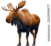 A fullbody Moose deer with pure white background