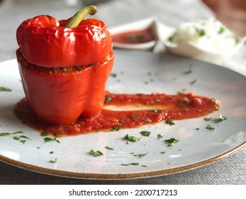 Fulled Baked Red Peppers With Meat