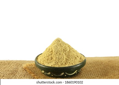 Fuller Earth Or Multani Mitti For Herbal Ayurvedic Face Pack In White Background With Copy Space