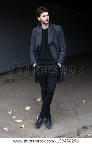Fulllength Outdoor Fashion Male Portrait Stock Photo (Edit
