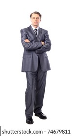 full-length portrait of stylish businessman. isolated on white background