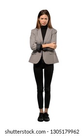 A Full-length Shot Of A Business Woman Feeling Upset Over Isolated White Background