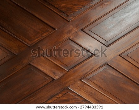 Full-screen geometric pattern wood paneling background texture - Carved diamond design