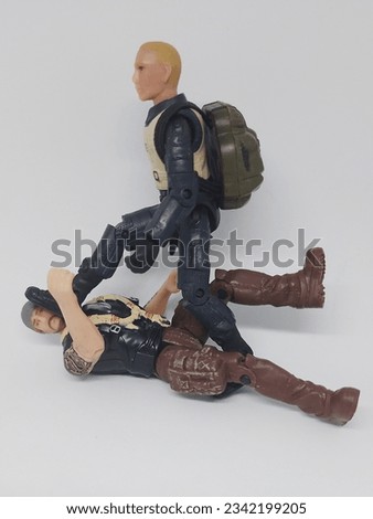 Fun with action figure toy. This scene depicts the turn back crime operation. Police officer cracks down a thug in an attempt to retain the security in an area from criminals. Best articulation.