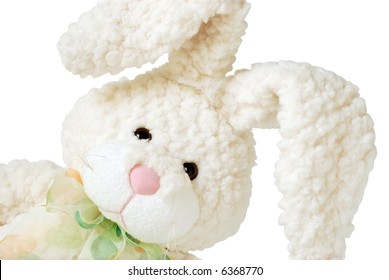 Fun Close-up Of Stuffed Easter Bunny On White