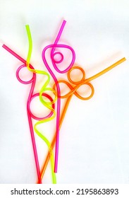 Fun And Colorful Crazy Drinking Straws For Any Occasion, Isolated On White