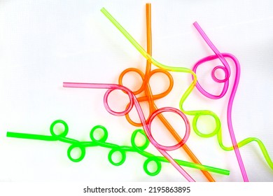 Fun And Colorful Crazy Drinking Straws For Any Occasion, Isolated On White