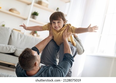 Fun Daddy Portrait Adorable Little Boy Stock Photo 2128075019 ...