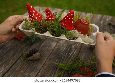 Fun, eco-friendly projects for children using egg cartons and natural supplies.