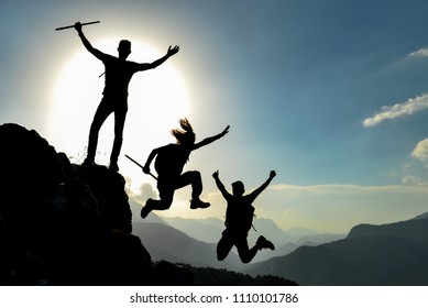 fun and energetic climbers - Shutterstock ID 1110101786