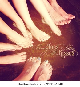 Fun Istagram Of Family Feet In Water Splashing With Quote