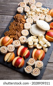 Fun Kids Snack Tray With Pretzels, Fruit, Sandwich Rolls And More